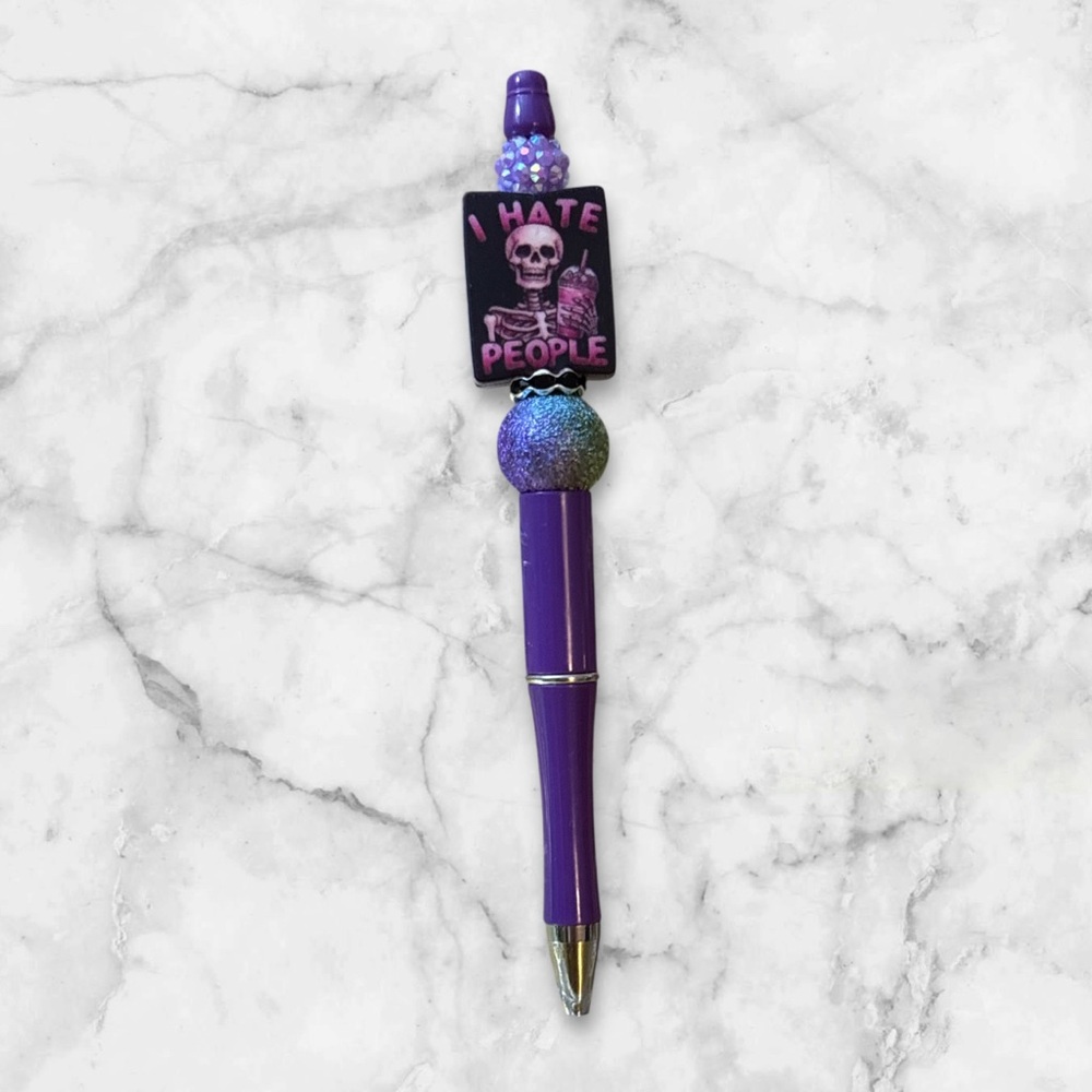 Purple Novelty Pen with Skull Design